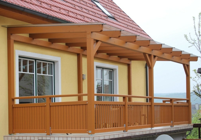 大阳台屋顶木棕色釉阳台想法黄色门面