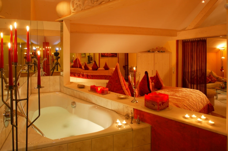 romantično-kupatilo-svijeće svjetla-šik-plemeniti-većina-moderne-plemenito