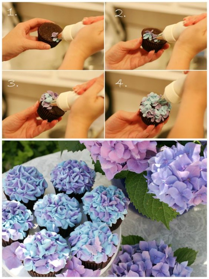díszítő cupcakes - kis virágok készítésével portenspritze