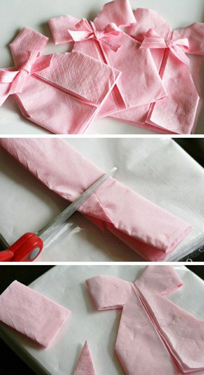 1-розови хартиени салфетки бръчки като мини-рокли