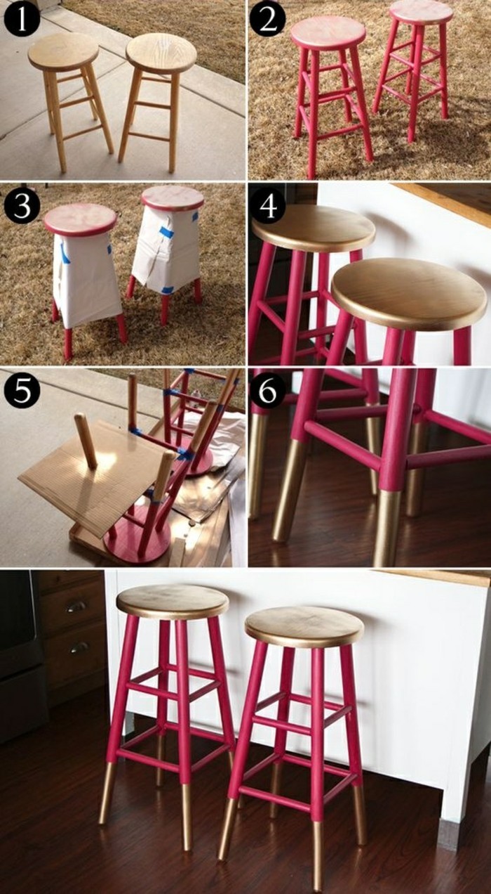 10-začin-drvene-stolica-u-roza-i obnoviti stari namještaj i zlatnu oslikana-DIY
