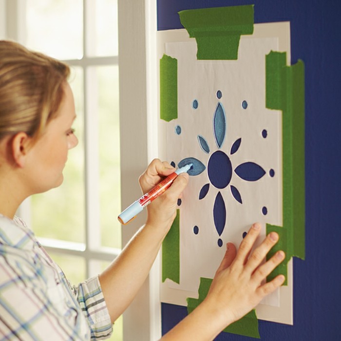 10vorlage до представете си стена-пра-wanddeko-синьо-стена сам боя стена дизайн-с-цветен-Направи си сам