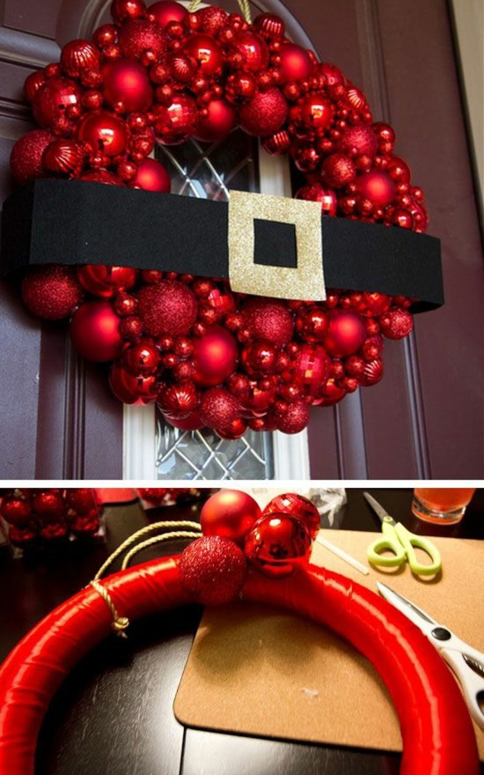 11-Božićni ukrasi-se-odluka adventskranz-ideje-adventskrany-weihnachtskugeln od crvenih