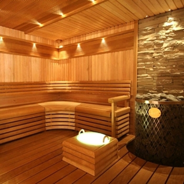 Jardín Sauna de madera-luces