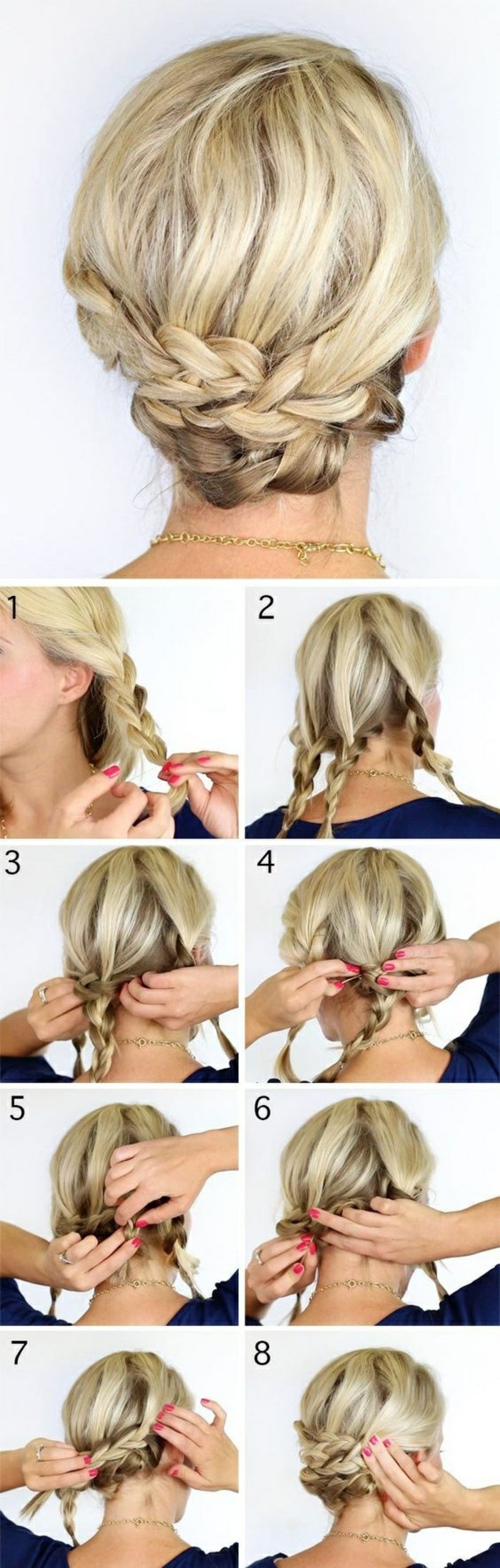 13-updo frizura za imitirati plava-srednje duljine kose--pletenice-tie-žena glava lanac