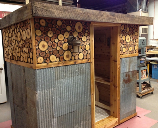 Jardin Sauna préparation du bois