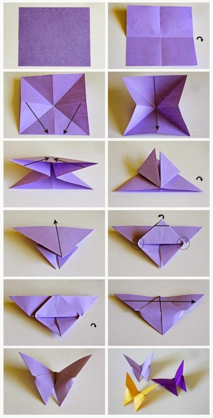 17-Wanddeko-faire-vous-craft modèle-papillon make-violet-origami butterflies-