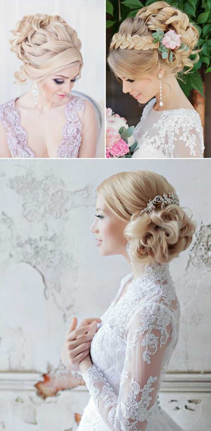 ötletek a gyönyörű esküvői frizurák a menyasszony a stílus