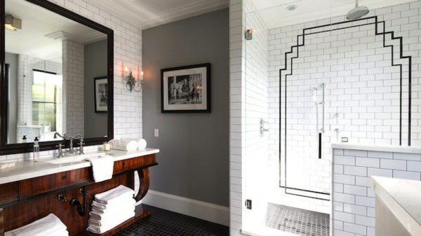artdeco stílusú - modern fürdőszoba fehér színben