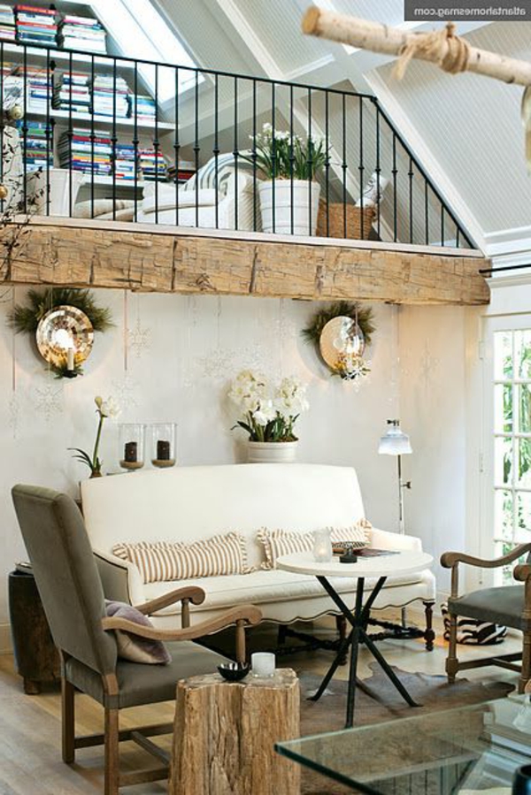 غرفة المعيشة إعداد - أريكة باللون الأبيض