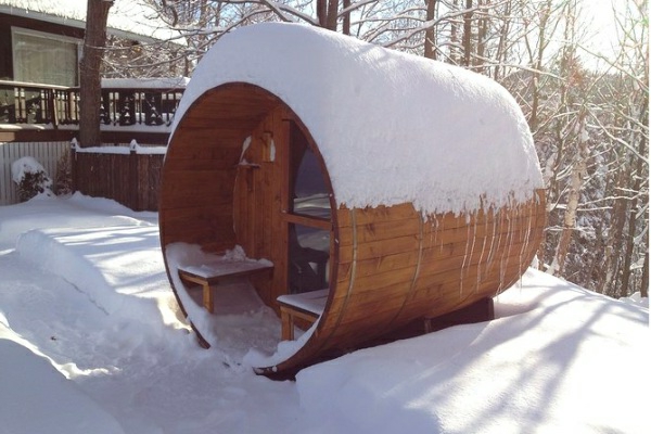 Jardin Sauna neige en bois