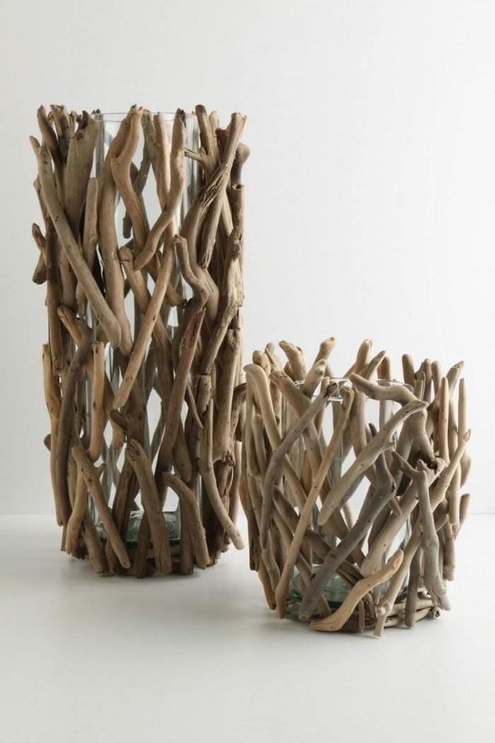 -Deco de cristal de 3 floreros trozos de madera-con-decorar-bricolaje ideas de madera hacen bricolaje