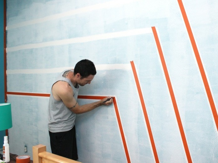 3ecken-и-краища-на-стена дизайн-с-цветен-художници лента-стик-DIY-wanddeko