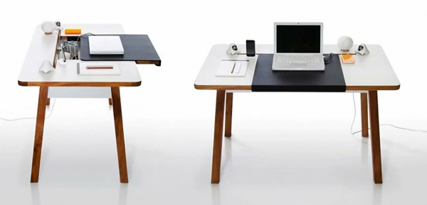 escritorio moderno de diseño blanco - con una computadora portátil en él