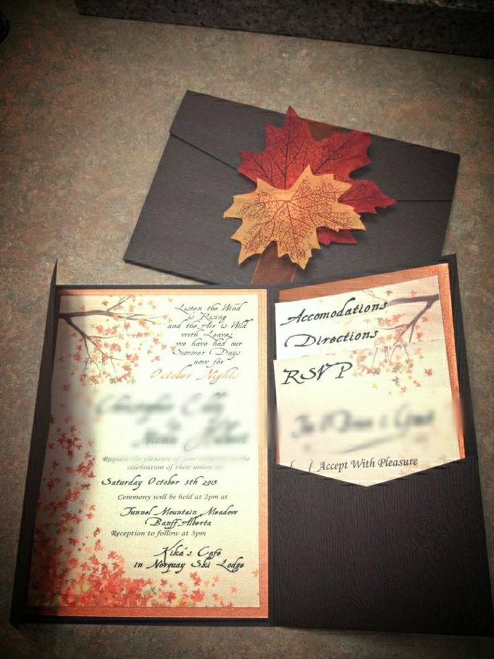 Покана за сватба есенни листа Декорация романтичен и носталгичен и възхитителен