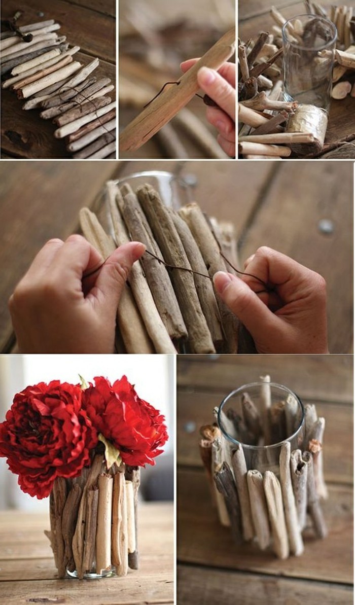 5-lemiti-s-driftwood stakla-s-drva ukrašavanja-ružičasto-cvijeće-uradi ožičene stol