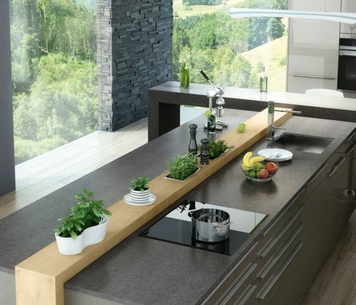 5-kreativno-wohnideen-sivo-kuhinja-otok-zelene prozor-biljka-otklonski-voće-kup-sudoper