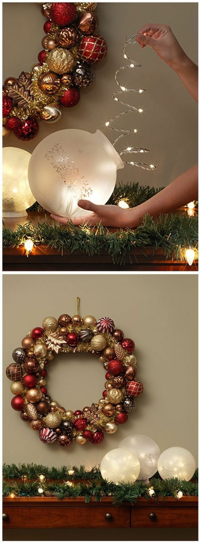 5 bolas de Navidad-decoraciones para bricolaje de decisiones Adventskranz-ideas-off Adviento-Navidad