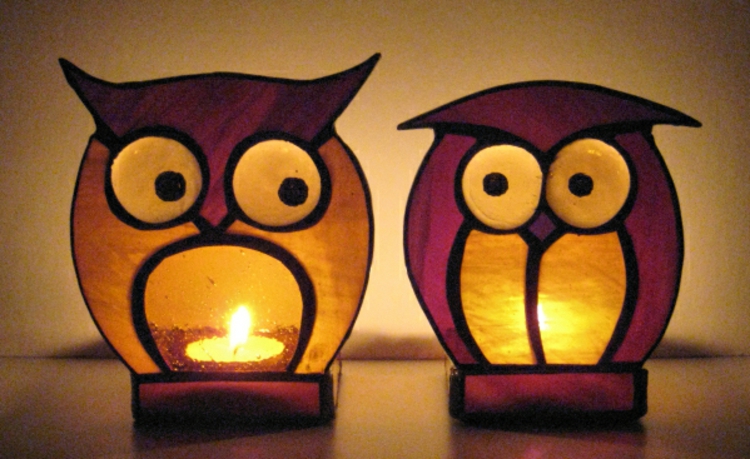 lasi-Owl kynttilän valoa chic-hyvin-jalo-yksinkertaisia, lämpimän värinen