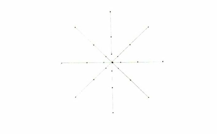 Mandala festmény, négy egyenes, négy átlós vonal, összekötő pontok, mandala alapvonalak