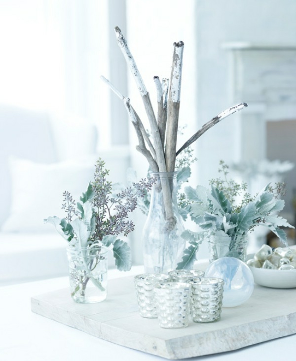 fehér karácsonyi dekoráció asztalhoz - nagyon szép
