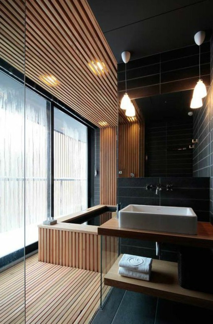 7-kupaonica dizajn ideje Moderne-Bader-kupatilo-u-crnoj-s-drvo