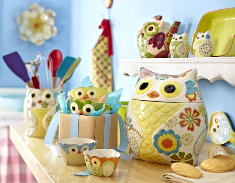 värikäs-pöllö Candy purkit set-chic-värikäs moderni monivärinen-for-the-keittiö
