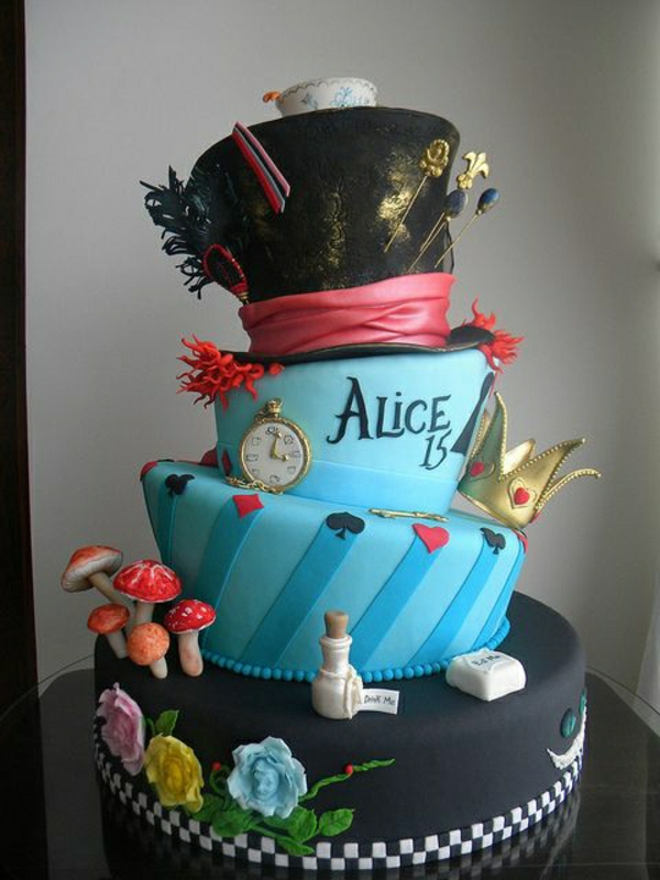 украсяват Алиса в страната на чудесата-пай-ред-красив-пай торти-украсяват-баници-торти снимки