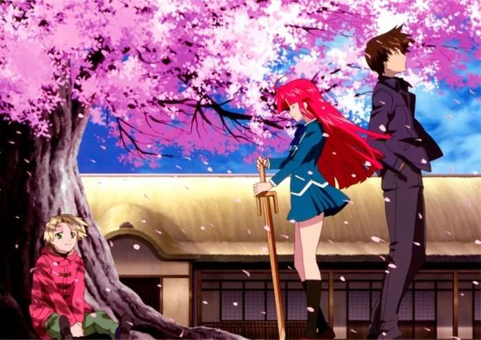 Anime kuvia alle Sakura puiden