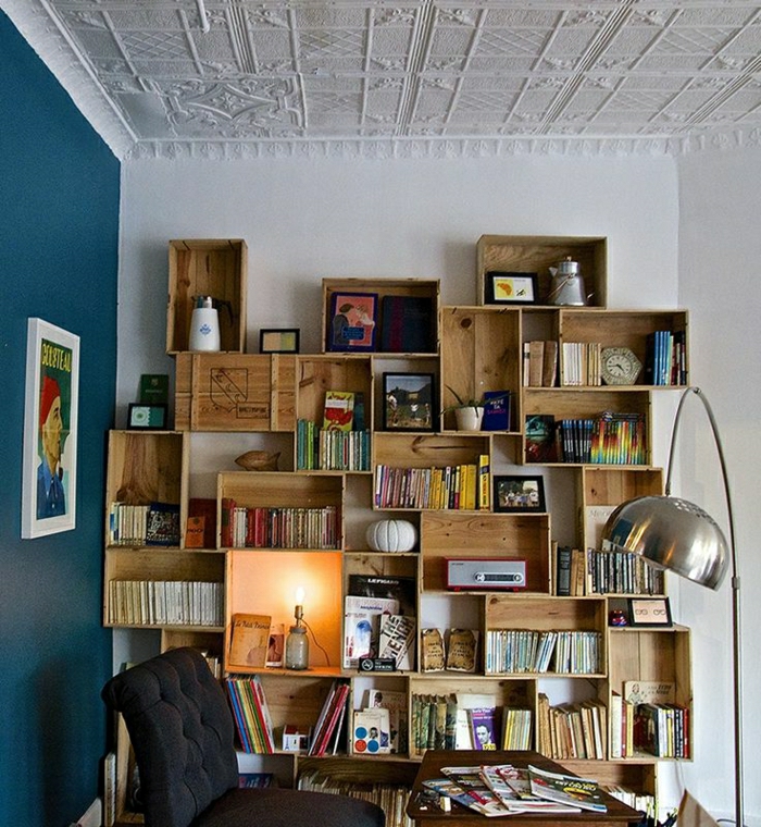 Офис рафтове-от-вино кутии книги творческа идея