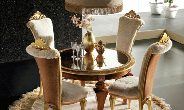 artdeco stílus - elegáns székek és kerek szőnyeg