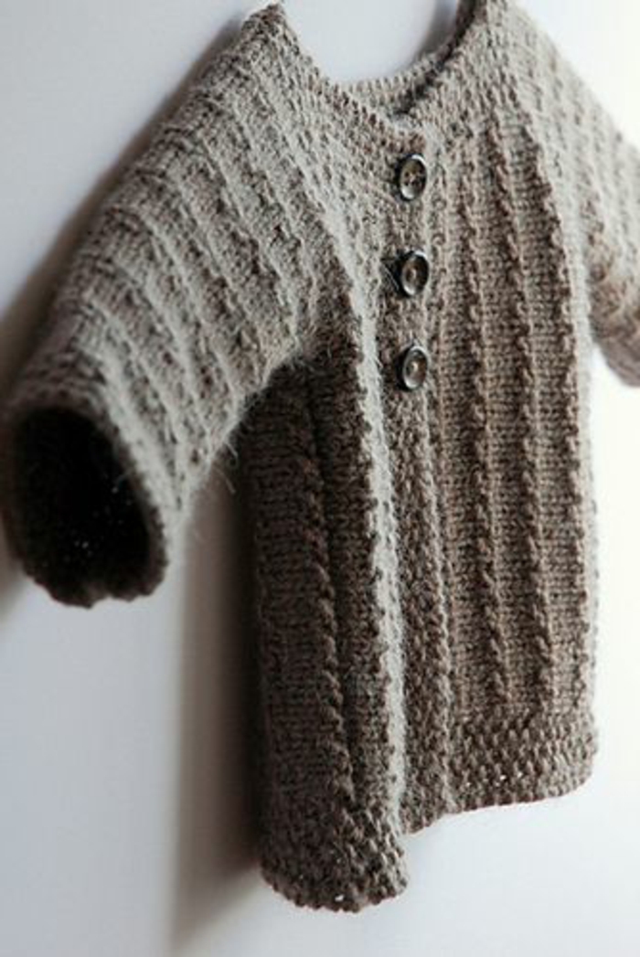 Bebé suéter de punto-aufgehänkt-gris