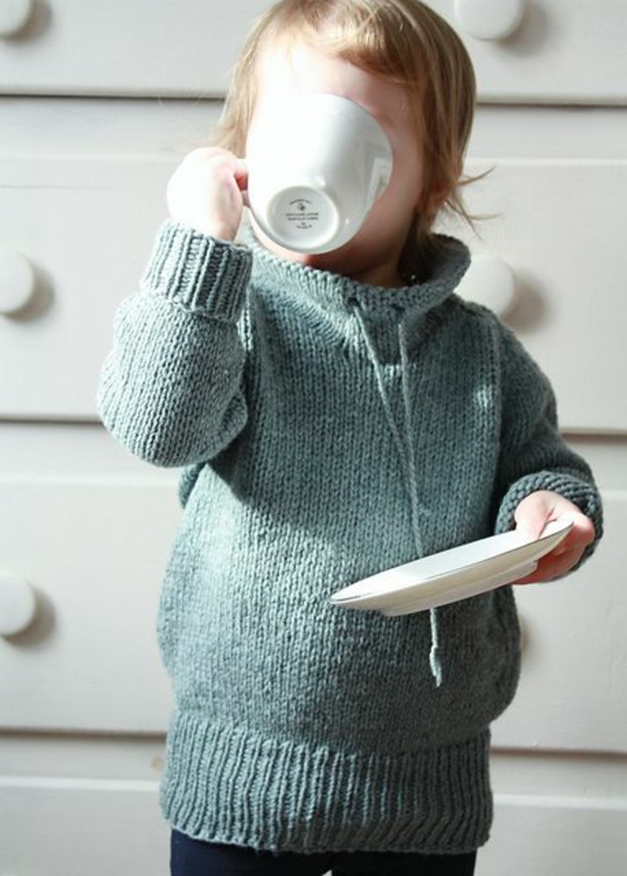 Бебе пуловер сплотена сив