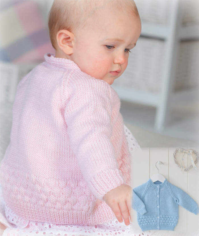 बेबी स्वेटर-बुनाई-इन-गुलाबी