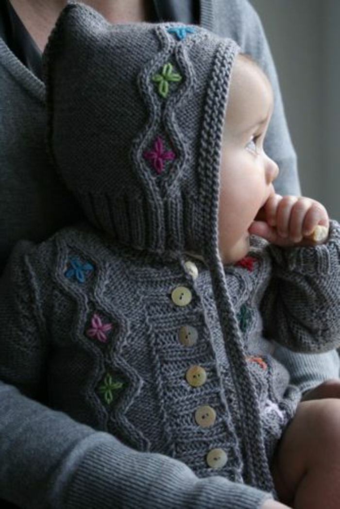 बेबी स्वेटर आपसी सद्भाव से भरा-छोटे टोपी