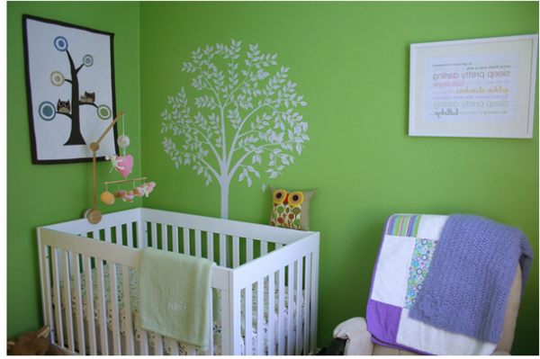 --Babyzimmer стена дизайн-в-зелен цвят