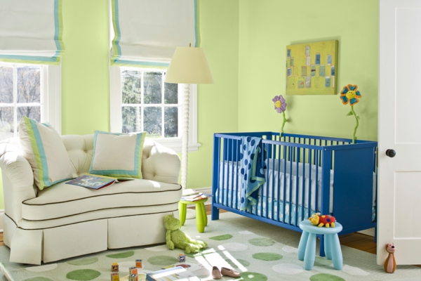 -Babyzimmer стена дизайн-в-зелен цвят