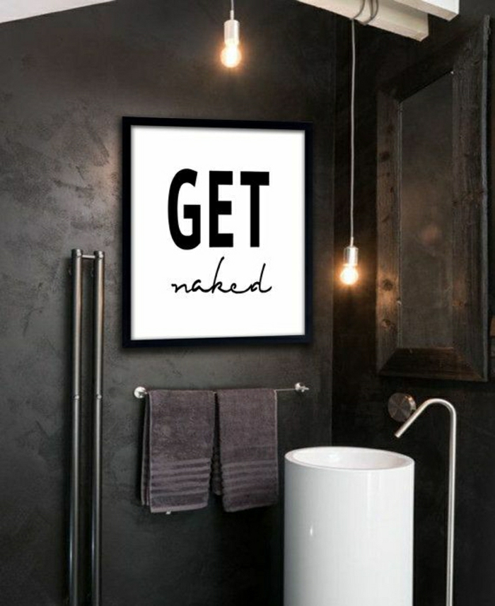 Fürdőszoba díszítő ötletek Cool-állítás falfestmény fekete fal
