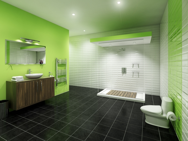 حمام - لون الجدار الأخضر نغمات فكرة