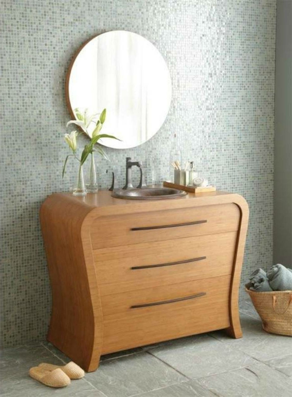 Fürdőszoba szekrény bambusz bambusz ötlet hiúság szekrény