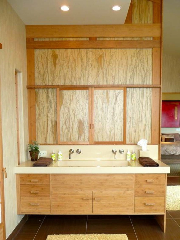 Fürdőszoba bambusz bambusz szekrény hiúság szekrény