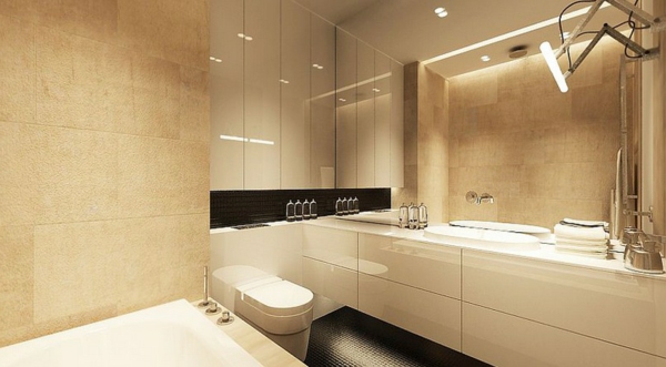 Salle de bains design intérieur moderne idée avec-belle couleur coquille d'oeuf