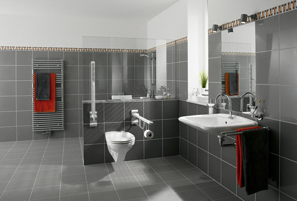 Fürdőszoba csempe Idea szürke színű - design ötlet