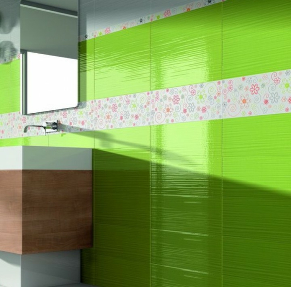 बाथरूम विचारों के लिए टाइल limegrüne रंग के फूल