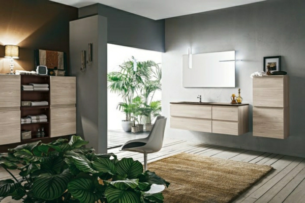 Modern nappali kialakítása - zöld növények és barna bútorok
