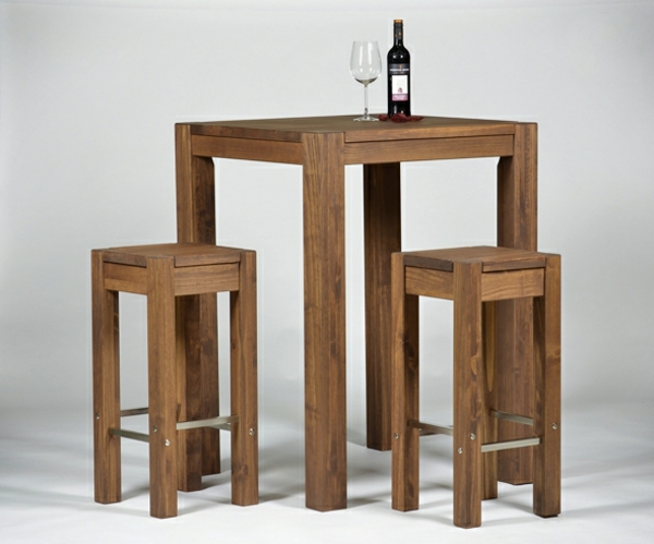 Barra de mesa con taburetes de madera-vidrio de vino