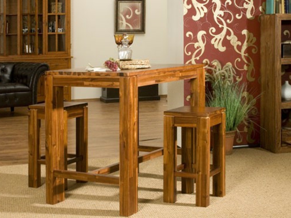Бар маса с две дървени столове-Идеи