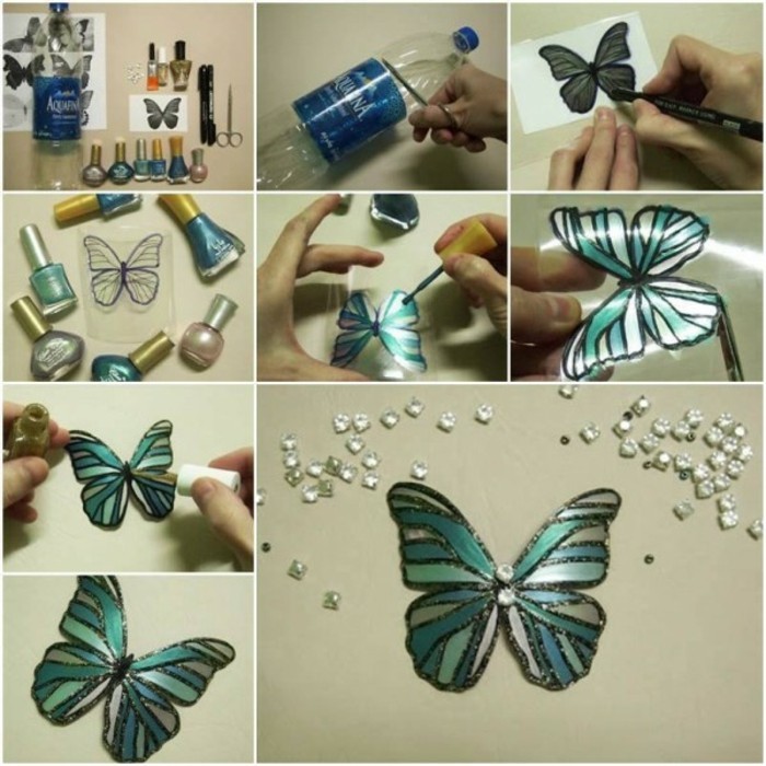 Bastelanleitung Butterfly-на-а-бутилка-зелен