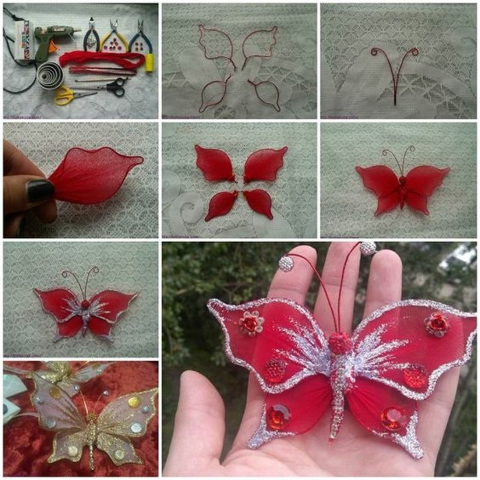 Bastelanleitung пеперуда-червено-сребро