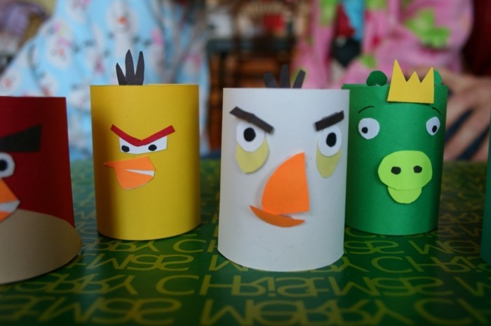 Craft Ideas-con-rollos de papel higiénico-de-Angry-Birds